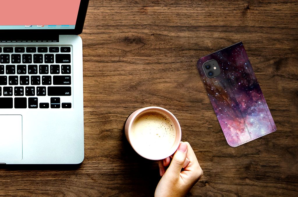 Apple iPhone 11 Stand Case voor Apple iPhone 11 Galaxy design heelal aanzicht