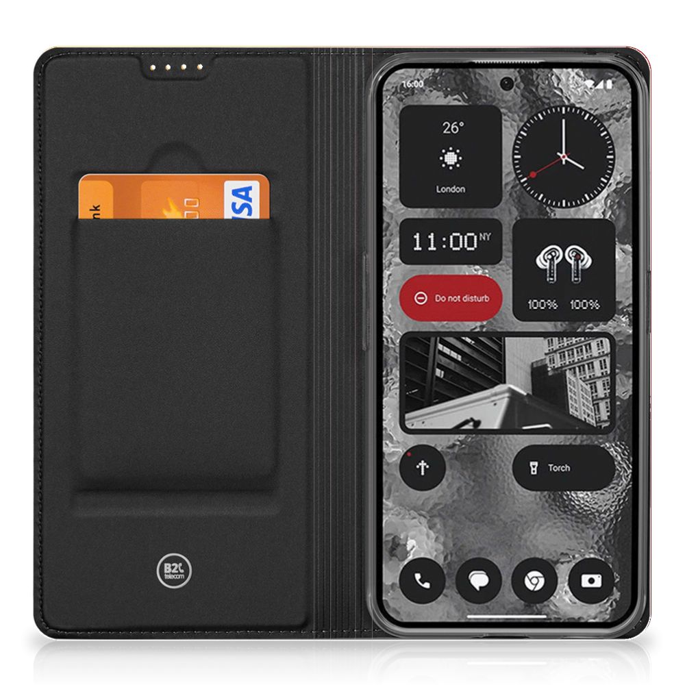 Stand Case voor Nothing Phone (2) Polygon Red hoesje abstract ontwerp opengeslagen