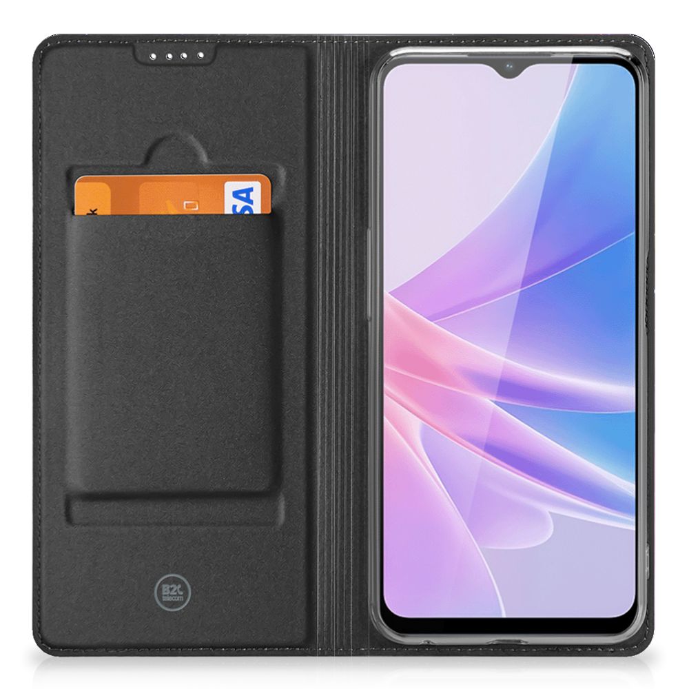 Stand Case voor OPPO A78 | A58 5G Galaxy zwart design aanzicht