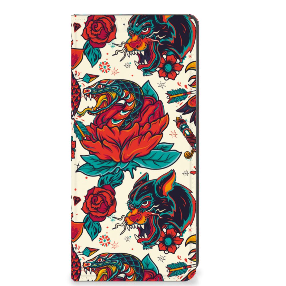 Stand Case voor OPPO A78 | A58 5G Old Skool tattoo design voorzijde