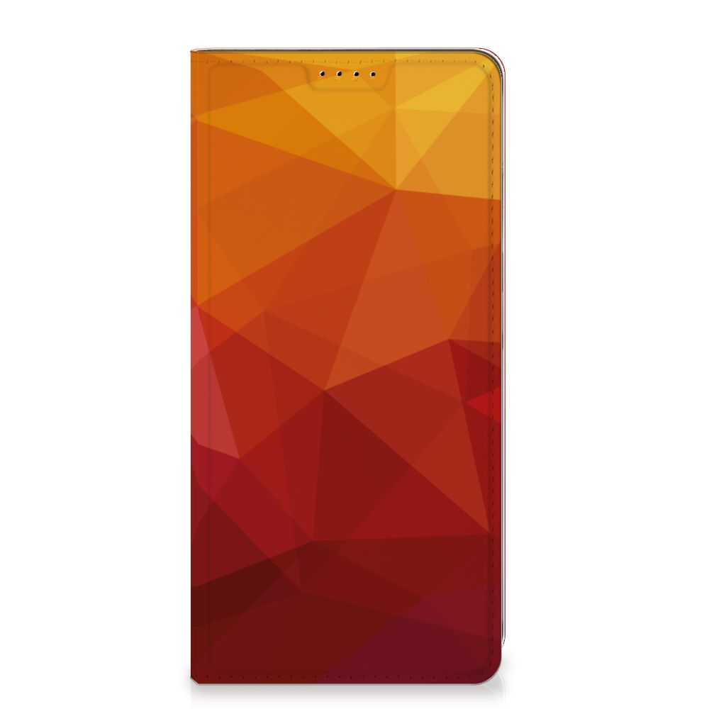 Samsung Galaxy A35 Stand Case Polygon Red voorkant abstracte vormen ontwerp