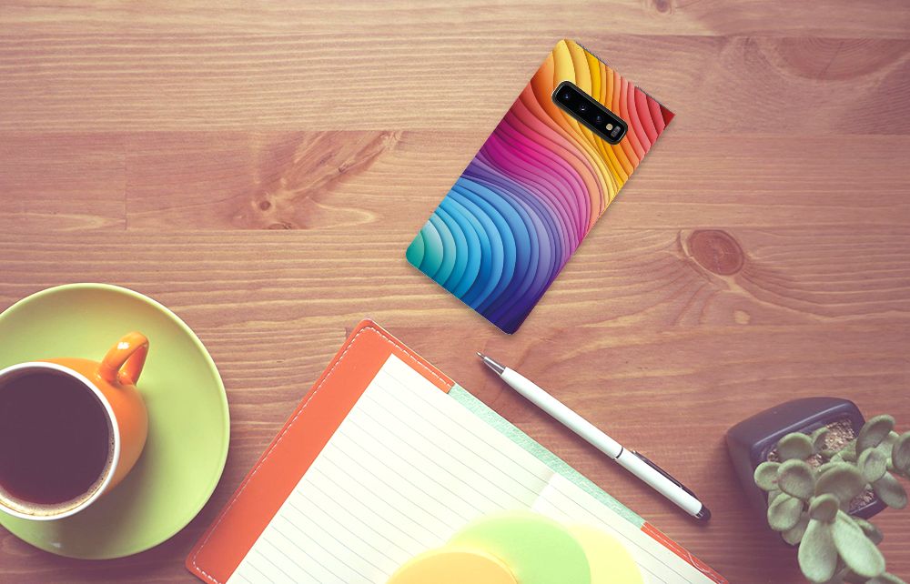 Samsung Galaxy S10 Plus Stand Case voor Samsung Galaxy S10 Plus Regenboog bovenaanzicht