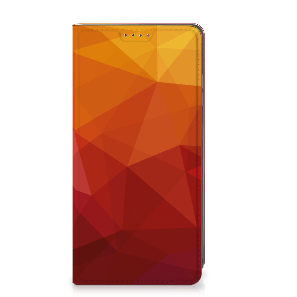 Samsung Galaxy S25 Stand Case Polygon Red abstract design voorkant