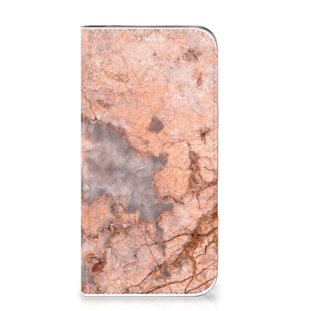 Stand Case voor iPhone 16 Plus Galaxy marmer design voorkant
