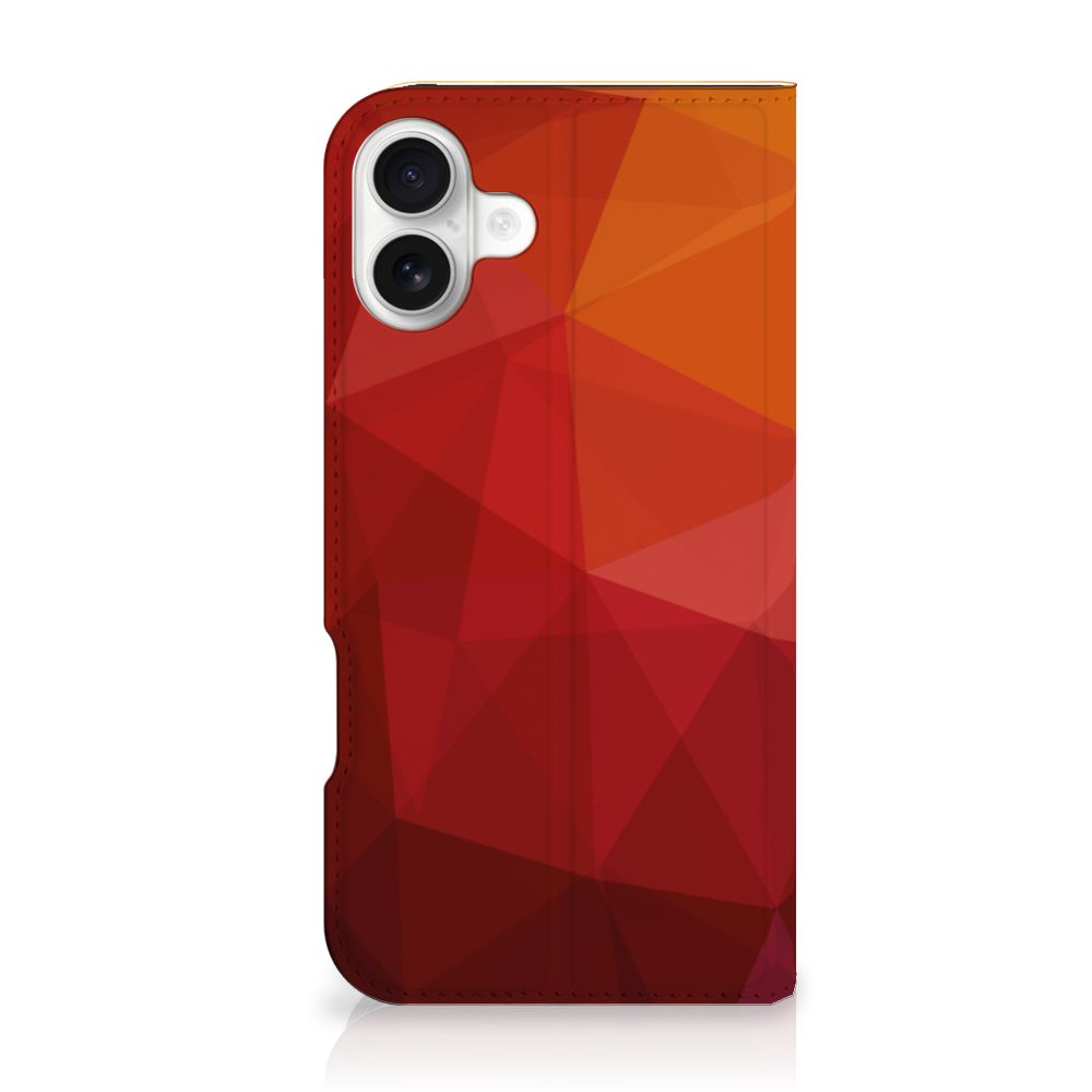 Stand Case voor iPhone 16 Plus Polygon Red hoesje abstracte vormen rood