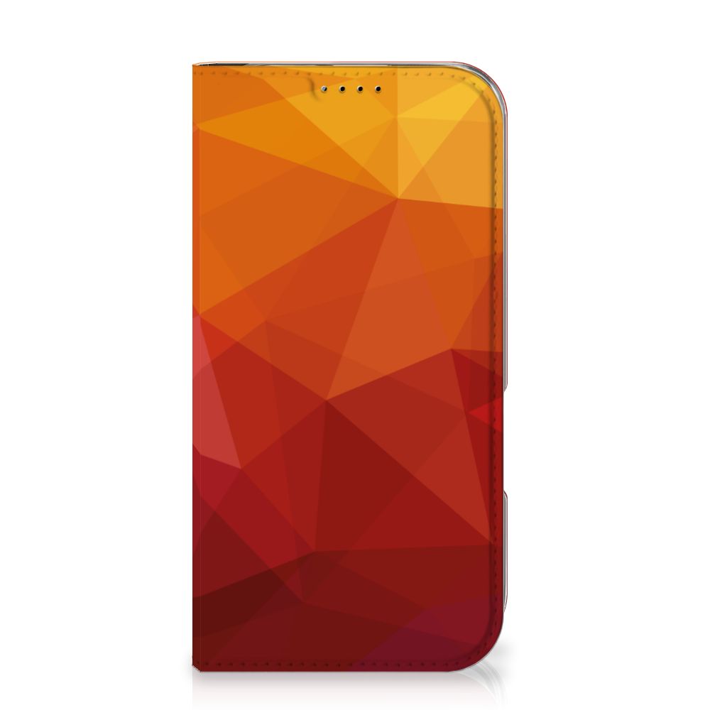 iPhone 16 Stand Case voor iPhone 16 Polygon Red design polygon red vooraanzicht