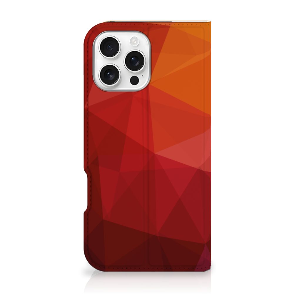 iPhone 16 Pro Max Stand Case Polygon Red voorkant
