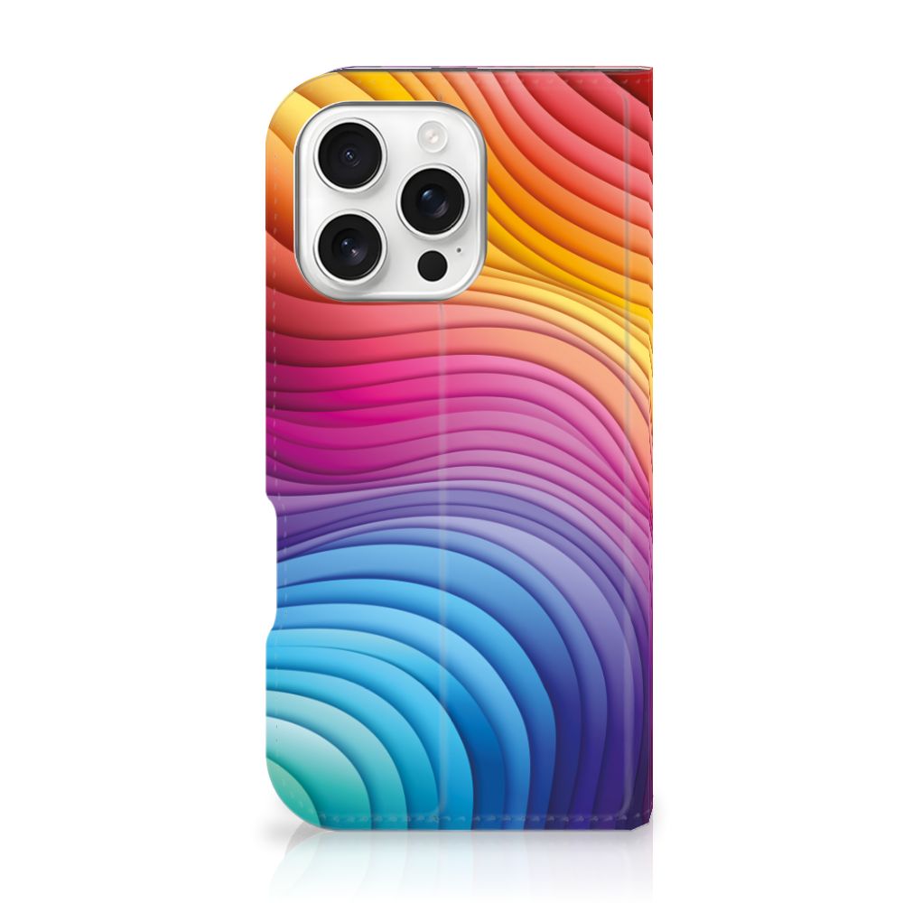 iPhone 16 Pro Stand Case voor iPhone 16 Pro Regenboog design regenboog aanzicht