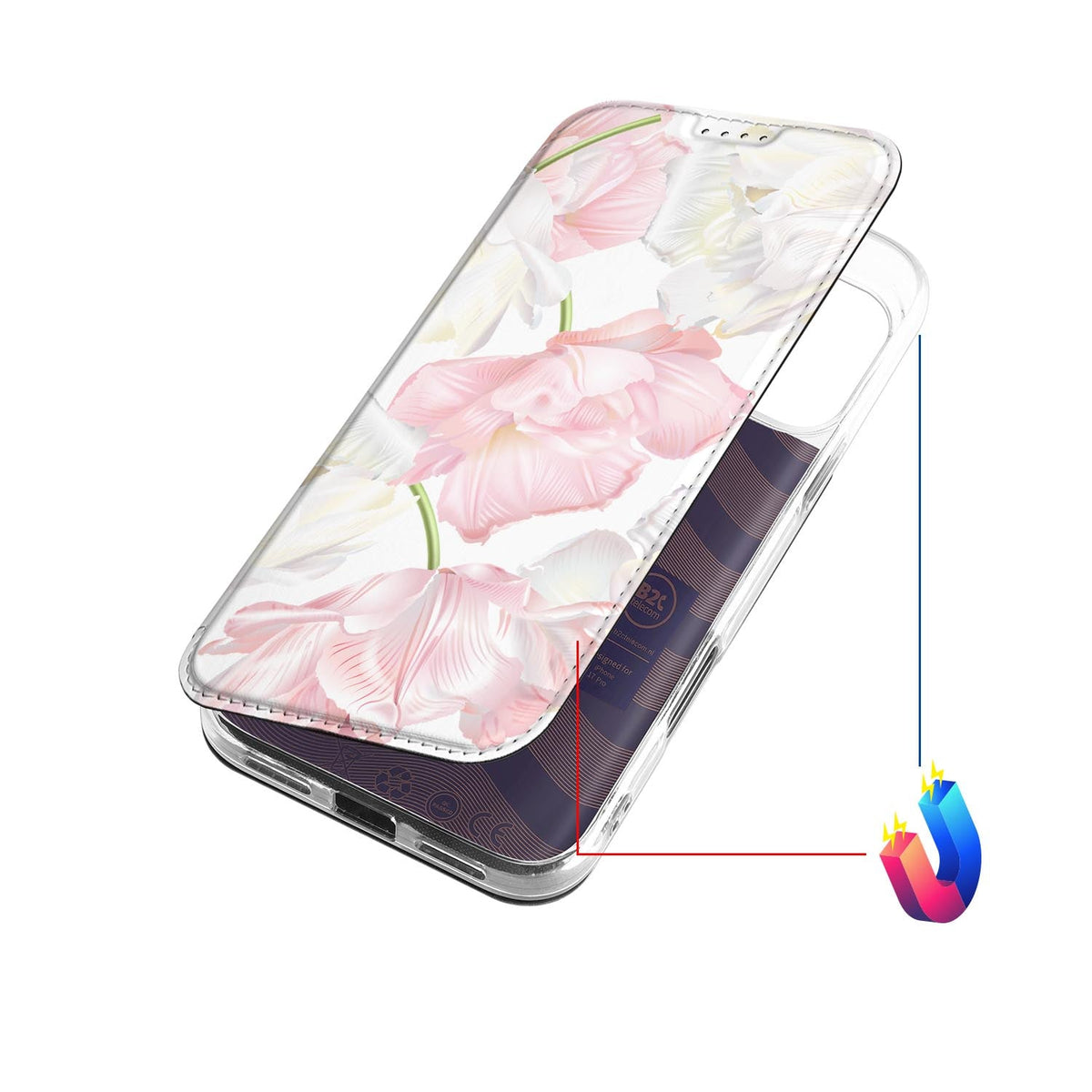 Book Wallet Case iPhone 18 Pro Lovely Flowers bloemen patroon bovenaanzicht