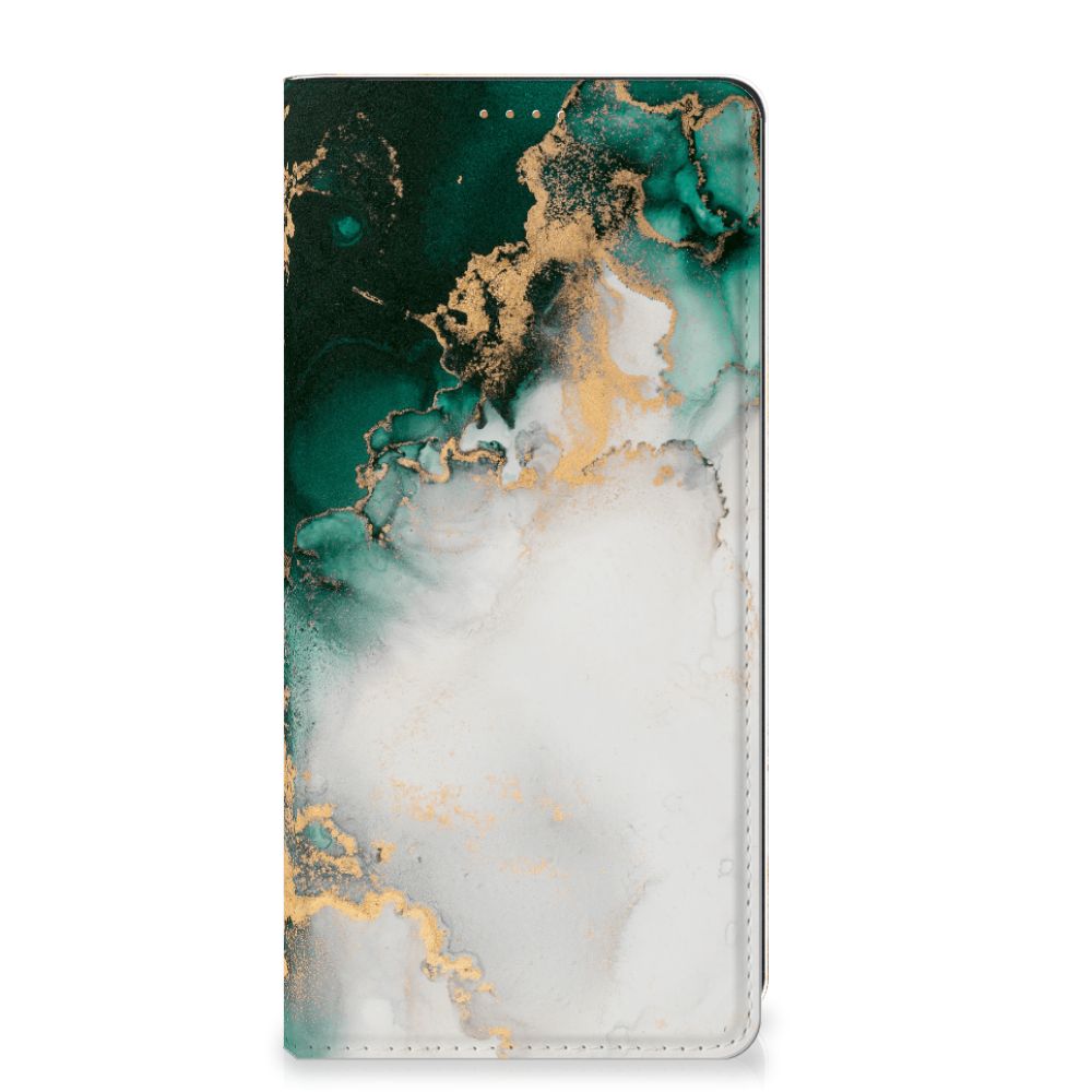 Motorola Moto G34 Standcase Marmer Groen voorkant