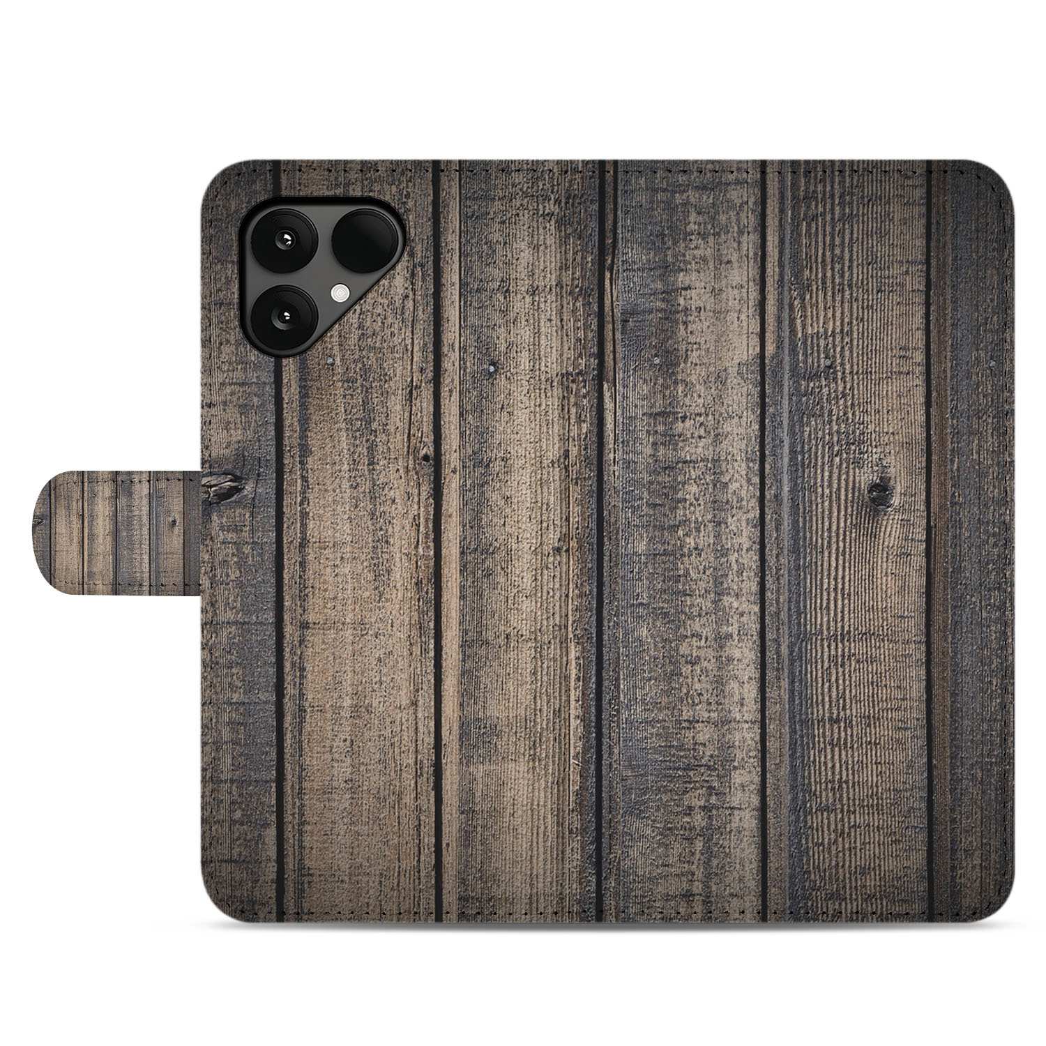Steigerhout Fairphone 6 Bookcase Hoesje hout design achterkant