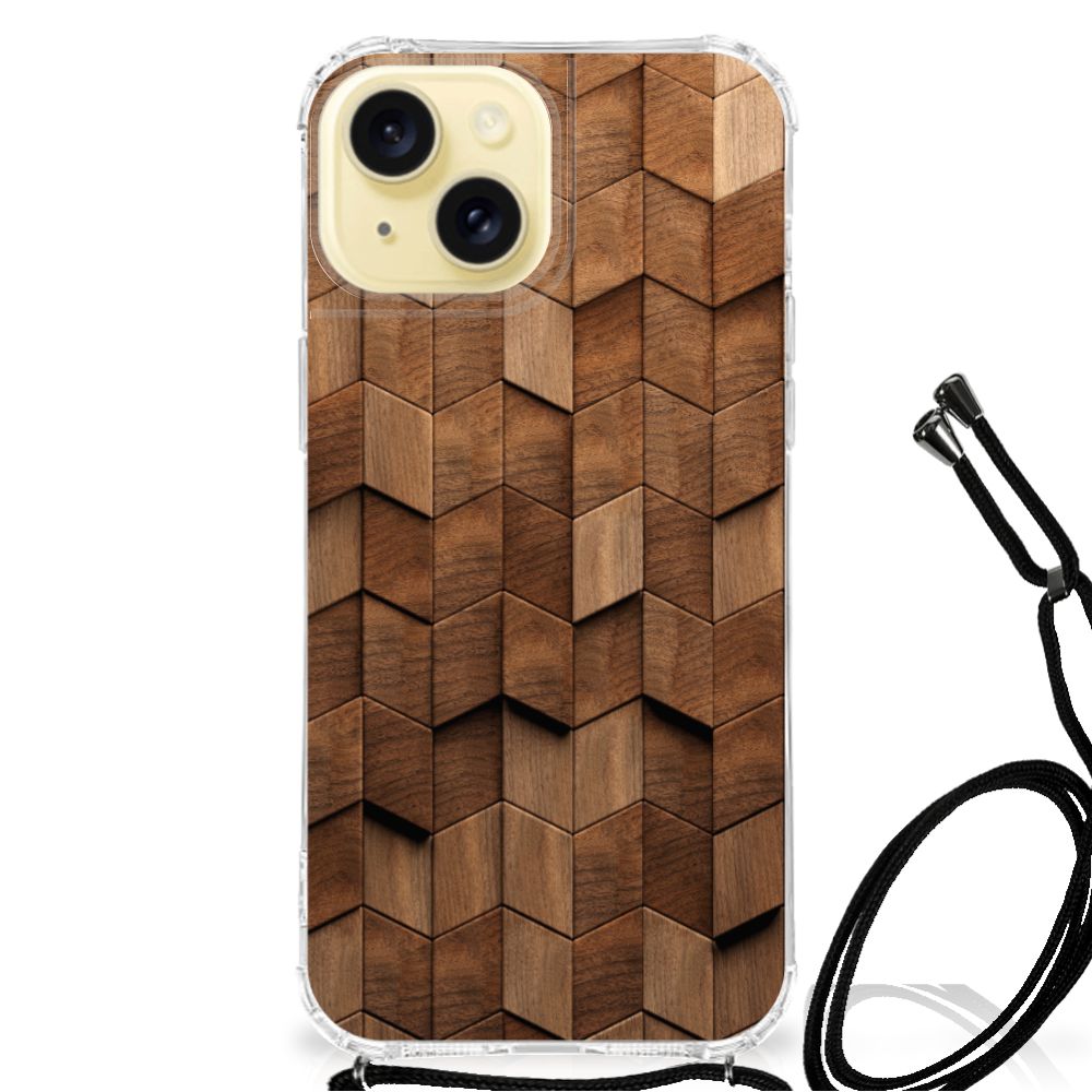 Stevig Telefoonhoesje voor Apple iPhone 15 Wooden Cubes B2C Telecom