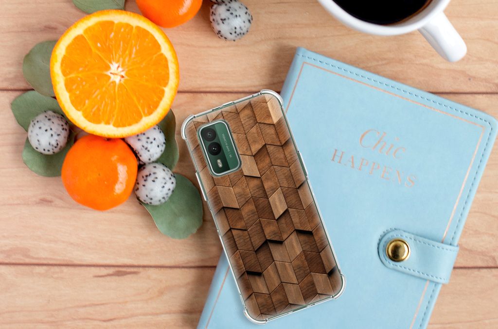 Stevig Telefoonhoesje voor Nokia XR21 Wooden Cubes B2C Telecom
