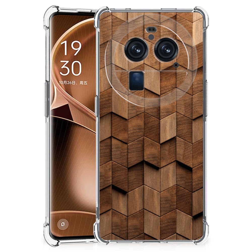 OPPO Find X6 Pro Stevig Telefoonhoesje Wooden Cubes achterkant