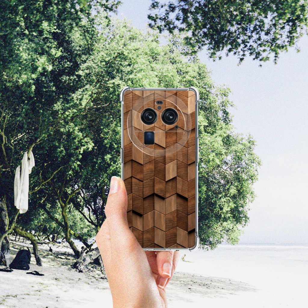 OPPO Find X6 Pro Stevig Telefoonhoesje Wooden Cubes achteraanzicht