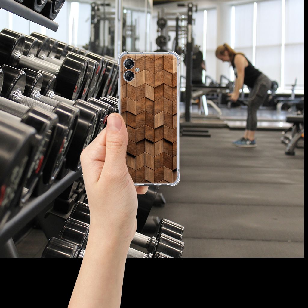 Stevig Telefoonhoesje voor Samsung Galaxy A04e Wooden Cubes B2C Telecom