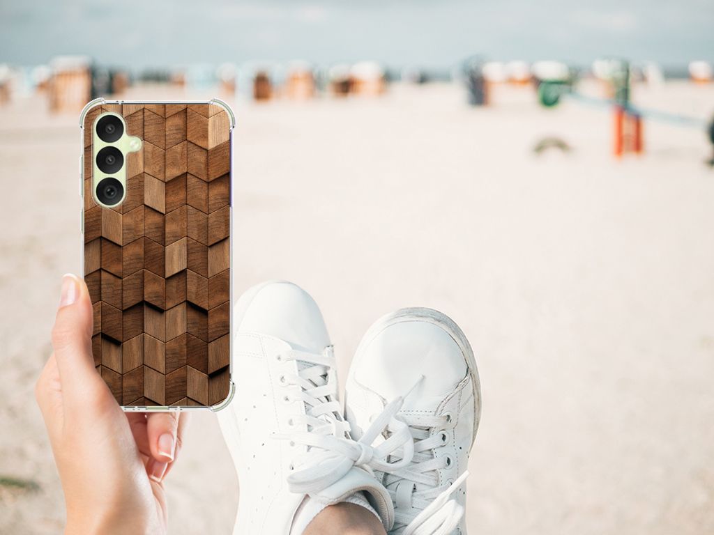 Stevig Telefoonhoesje voor Samsung Galaxy A35 Wooden Cubes B2C Telecom