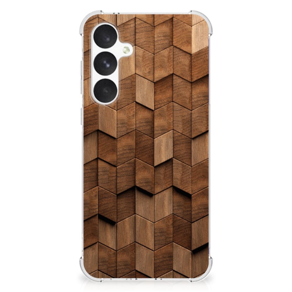 Samsung Galaxy A55 Stevig Telefoonhoesje Wooden Cubes achterkant