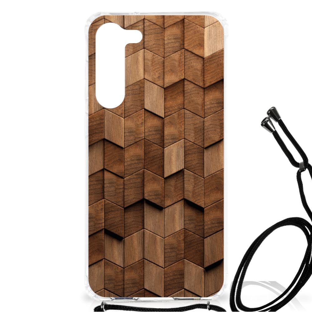 Samsung Galaxy S23 Plus Stevig Telefoonhoesje Wooden Cubes voorkant