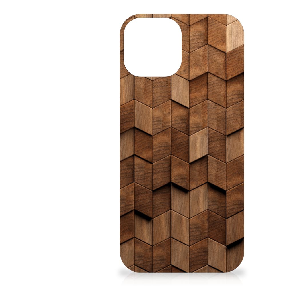 Stevig Telefoonhoesje voor iPhone 13 mini Wooden Cubes met uniek houten kubusdesign đĒĩ.