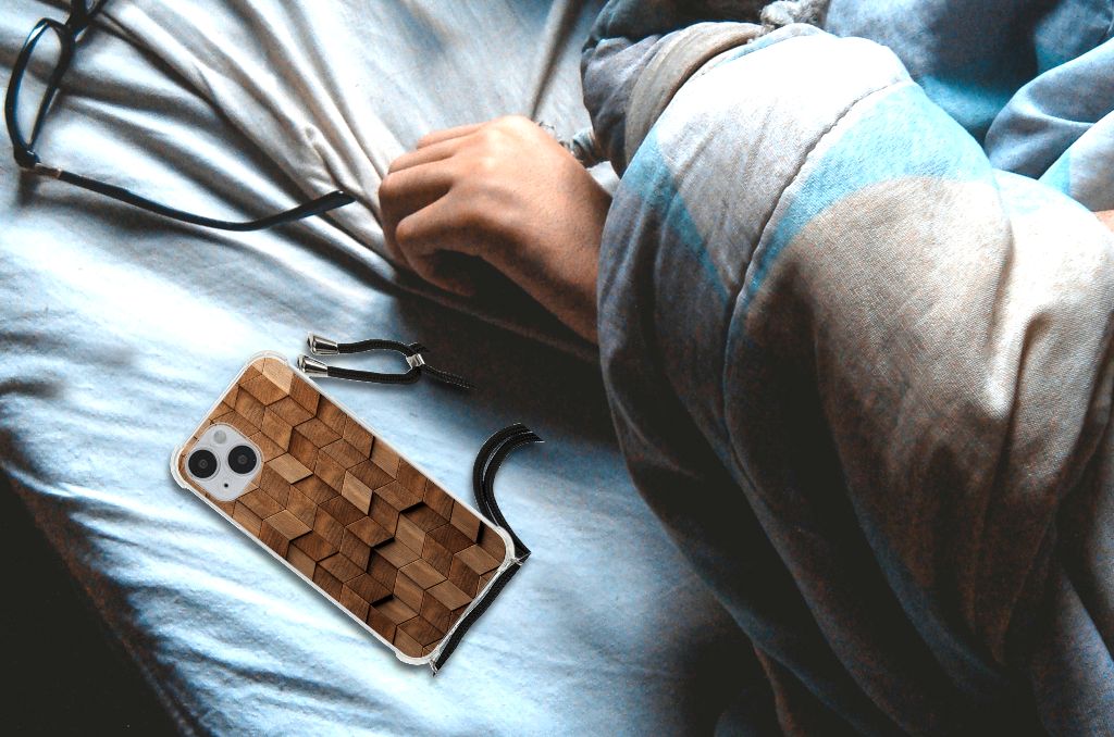 Stevig Telefoonhoesje voor iPhone 14 Plus Wooden Cubes B2C Telecom