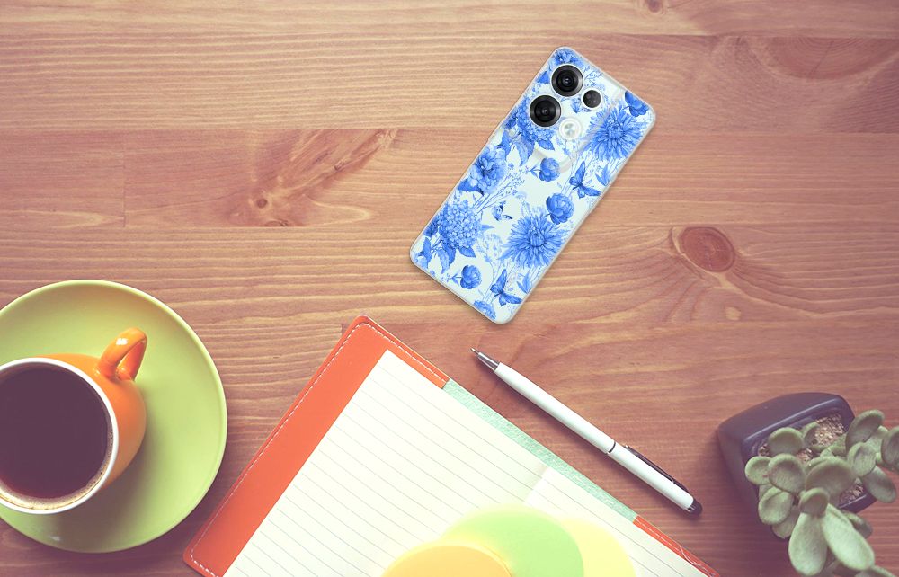 TPU Case voor OPPO Reno8 Pro Flowers Blue
