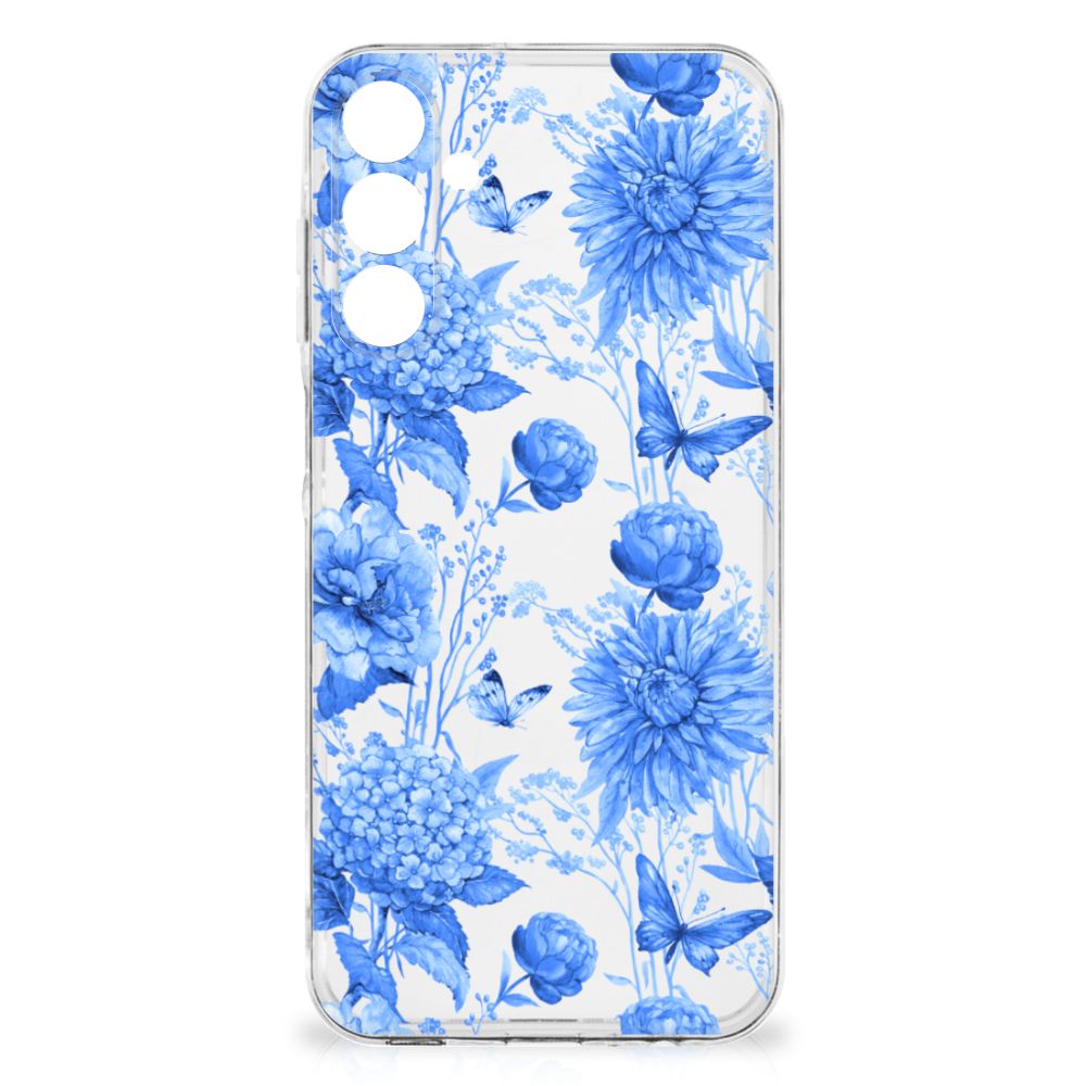 Samsung Galaxy A16 TPU Case Flowers Blue voorkant