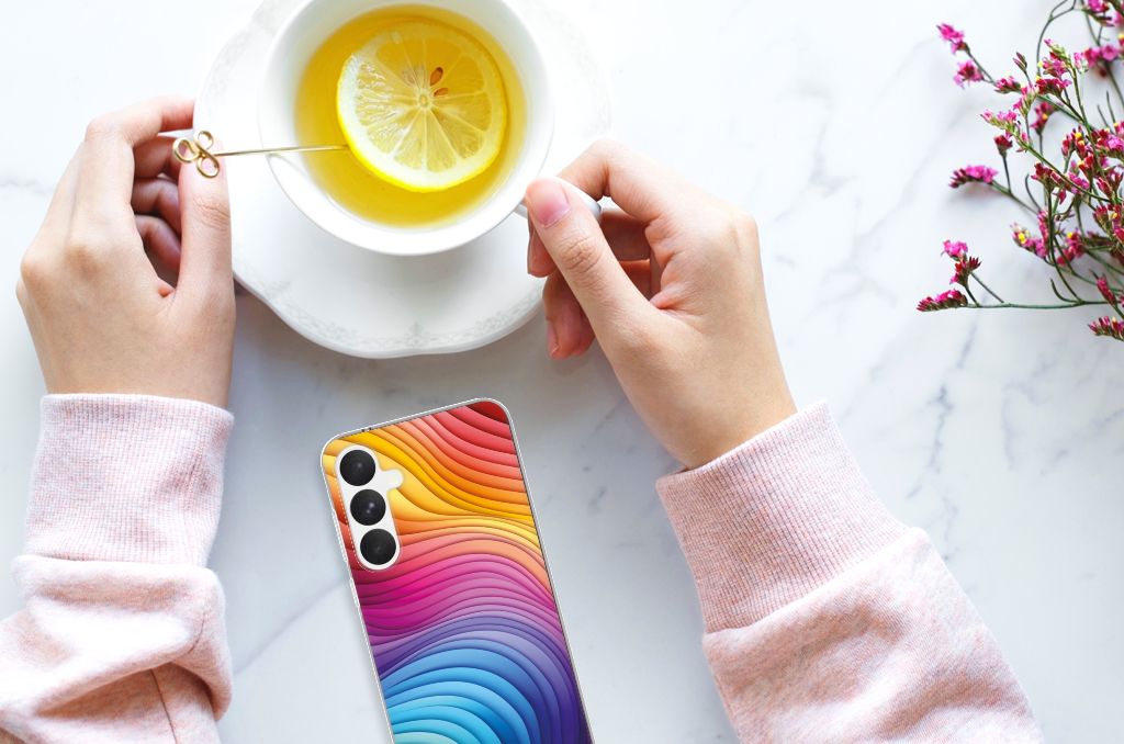 TPU Case voor Samsung Galaxy A55 Flowers Blue