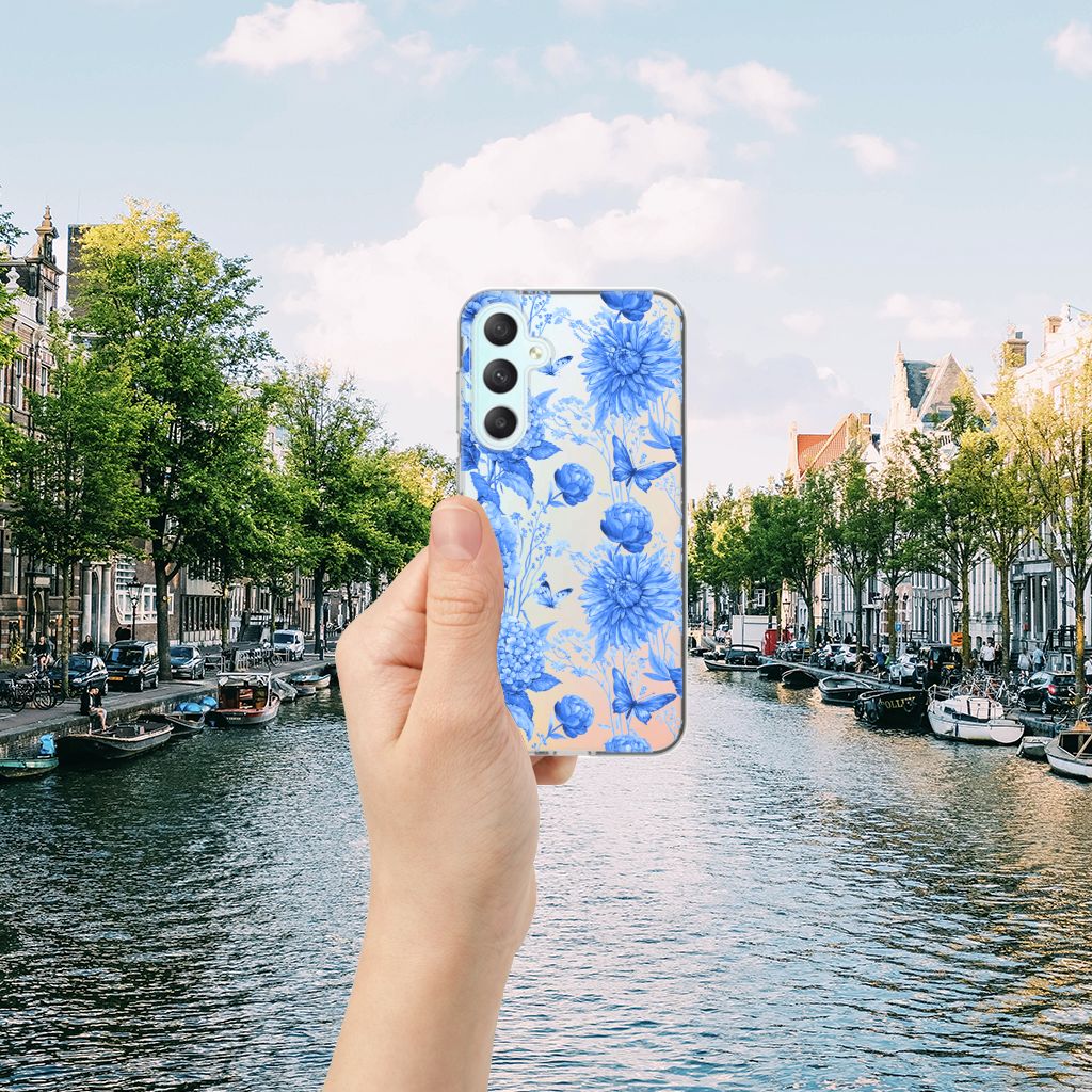 Samsung Galaxy S23 FE TPU Case Flowers Blue hand rivier uitzicht