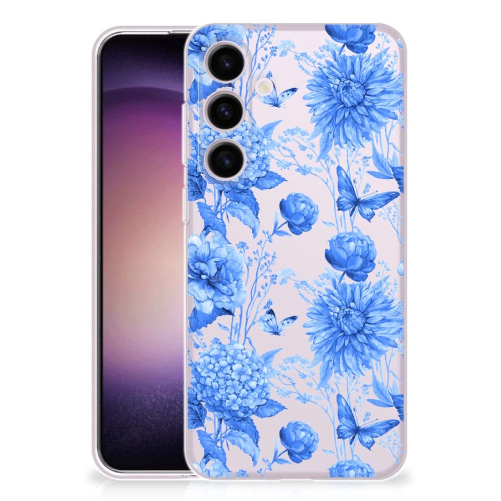 TPU Case voor Samsung Galaxy S24 Flowers Blue B2C Telecom