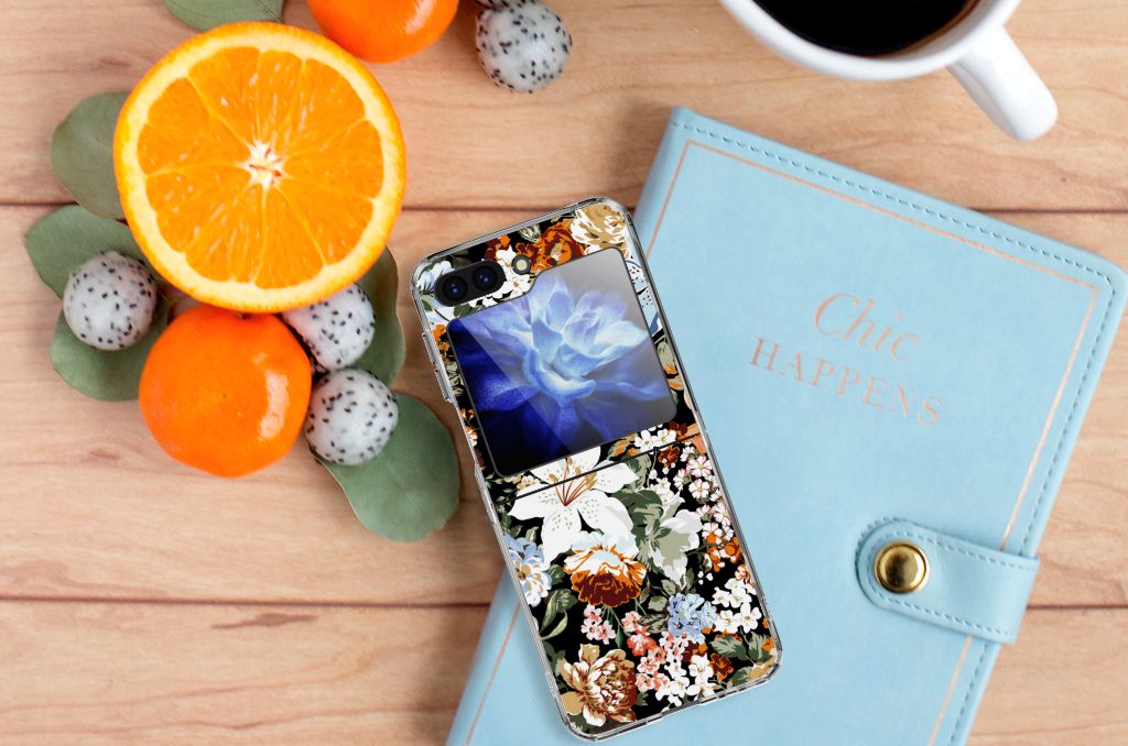 TPU Case voor Samsung Galaxy Z Flip 5 Dark Flowers