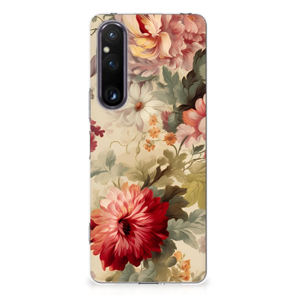 Sony Xperia 1 V TPU Case Bloemen achterzijde