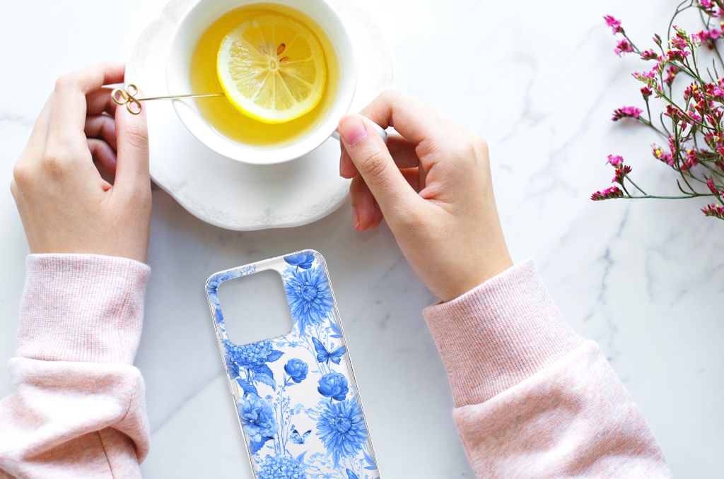 TPU Case voor Xiaomi Redmi 10C Flowers Blue