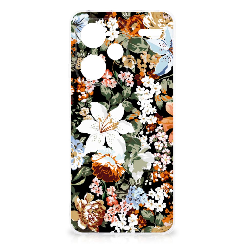 TPU Case voor Xiaomi Redmi Note 13 Pro Plus Dark Flowers bloemen design achterkant