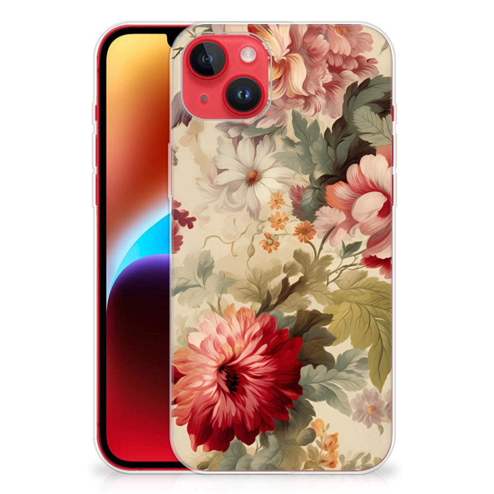 TPU Case voor iPhone 14 Plus Bloemen met romantische bloemdessin, perfect voor modebewuste vrouwen 🌸.