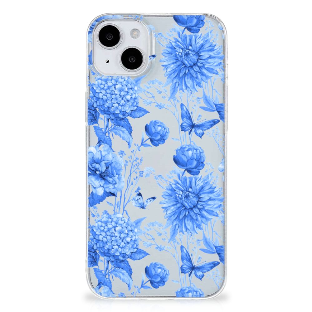 TPU Case voor iPhone 15 Flowers Blue B2C Telecom