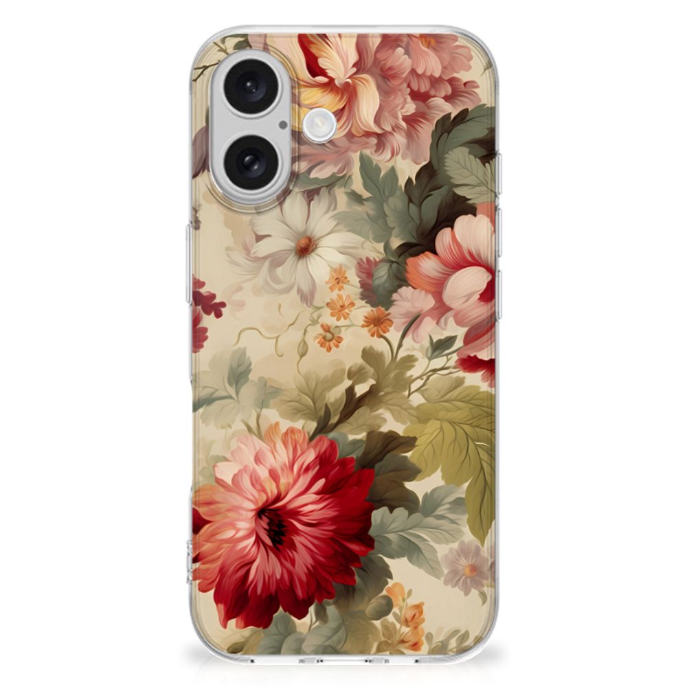 TPU Case voor iPhone 16 Bloemen bloemen achterkant