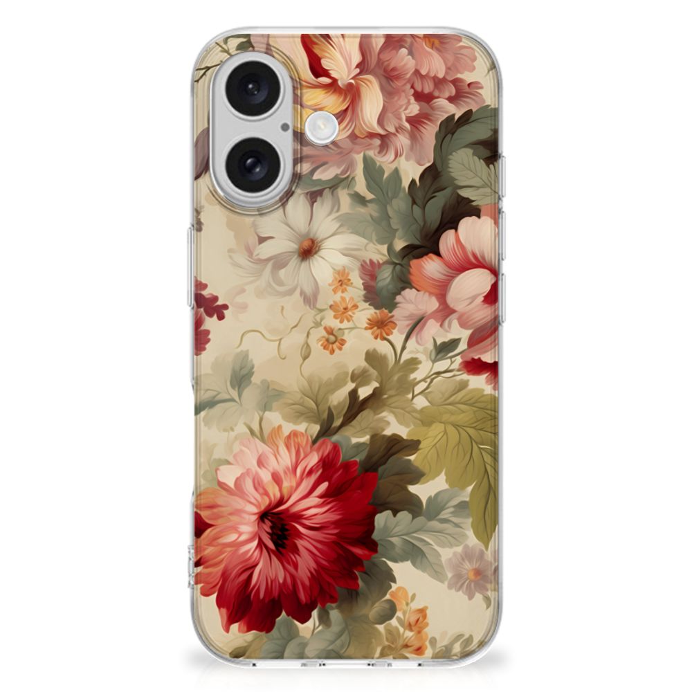 iPhone 16 plus TPU Case Bloemen achterkant