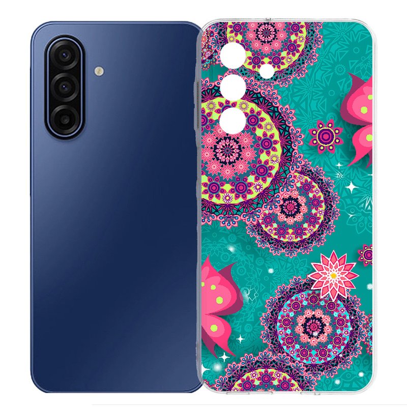 Samsung Galaxy A17 TPU Hoesje Cirkels en Vlinders Backcover achteraanzicht