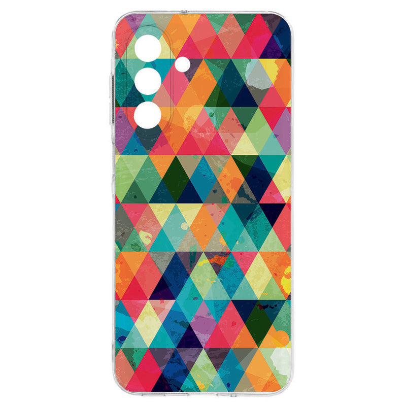 Samsung Galaxy A17 TPU Hoesje Geruit Backcover kleurrijk geometrisch ontwerp achterkant