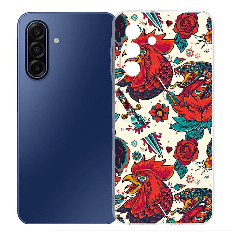 Samsung Galaxy A17 TPU Hoesje Old Skool Backcover design kleurrijk patroon aanzicht