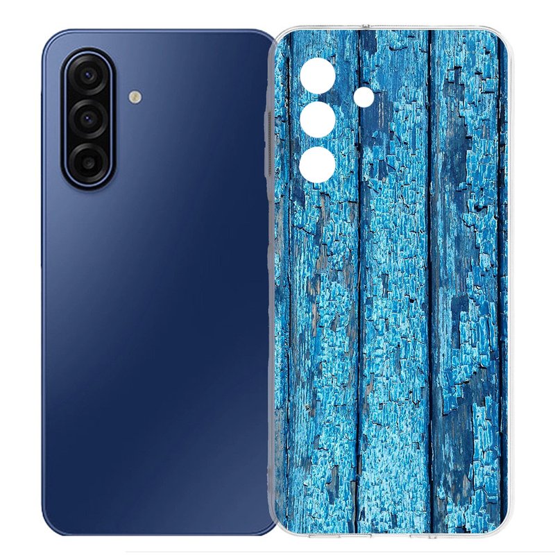 Samsung Galaxy A17 TPU Hoesje Wood Blue Backcover achterkant