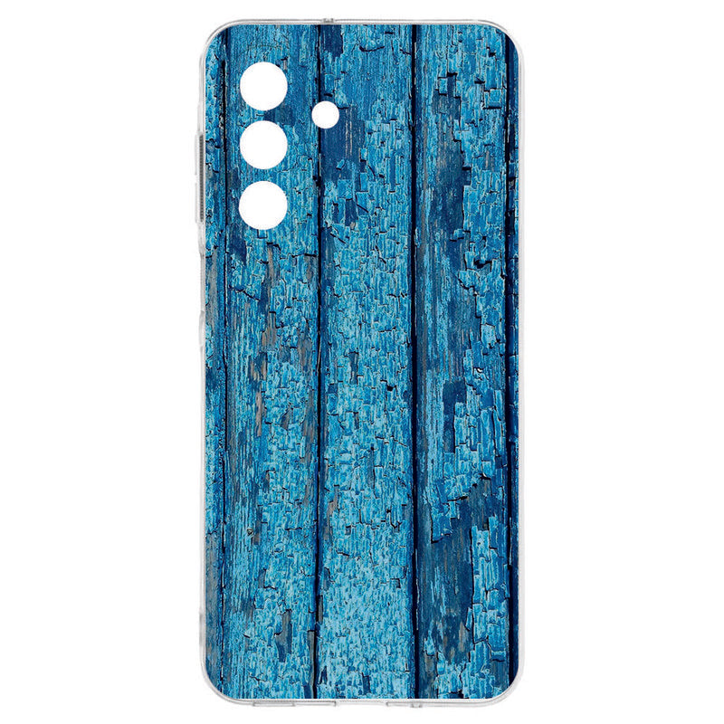 Samsung Galaxy A17 TPU Hoesje Wood Blue Backcover achterkant design