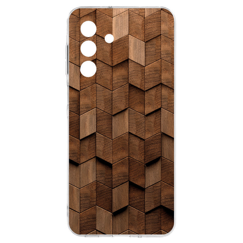 TPU Hoesje Samsung Galaxy A17 Wooden Cubes Backcover houten kubus design achterkant