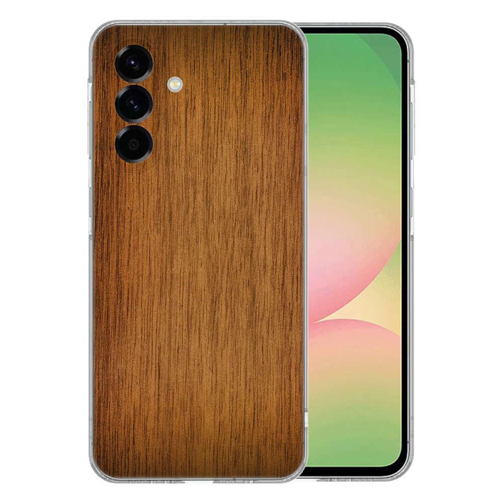 Samsung Galaxy A56 TPU Hoesje Donker Hout Backcover achterkant en voorkant