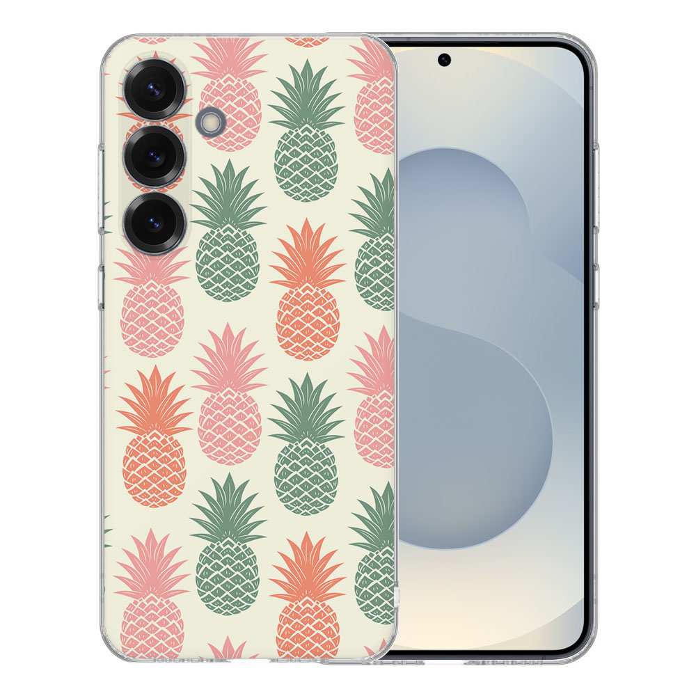 Samsung Galaxy S25 TPU Hoesje Ananas Backcover kleuren ontwerp achterzijde