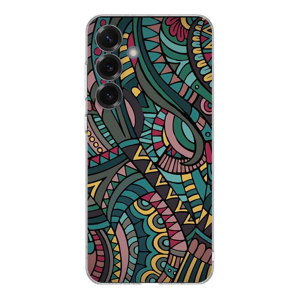Samsung Galaxy S25 TPU Hoesje Aztec Backcover design kleurrijk patroon aanzicht