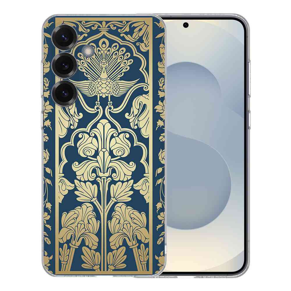 Samsung Galaxy S25 TPU Hoesje Beige Flowers Backcover achterzijde