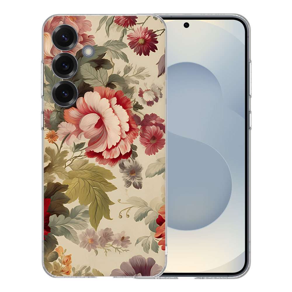 Samsung Galaxy S25 TPU Hoesje Bloemen Backcover achterzijde