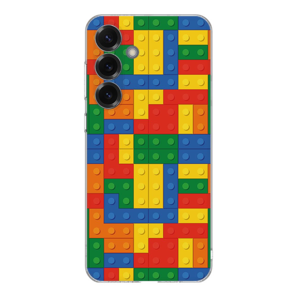 Samsung Galaxy S25 TPU Hoesje Blokken Backcover kleurrijk design achterkant